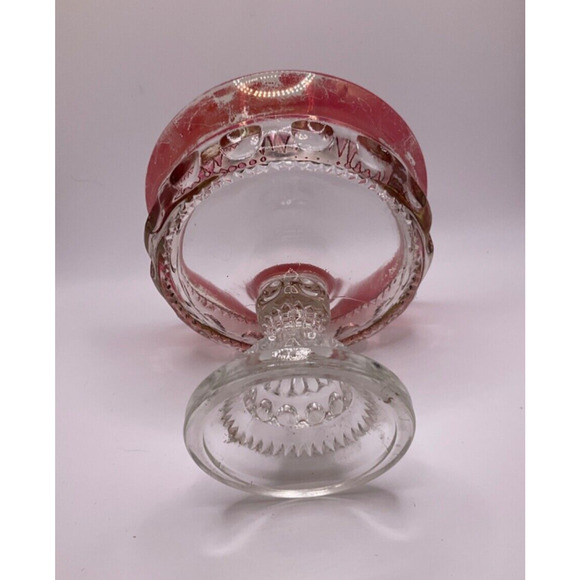 Vintage Kings Crown Thumbprint Cranberry Ruby Red Compote Candy Dish 5" - Picture 4 of 4